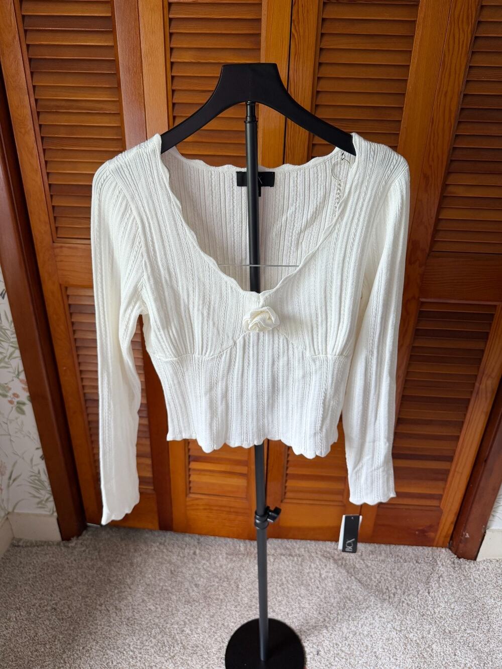 NWT BCX Off White Ribbed Long Sleeved Sweater sz XL